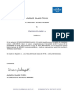 Certificado Laboral Ricardo Andres Riascos Delgado
