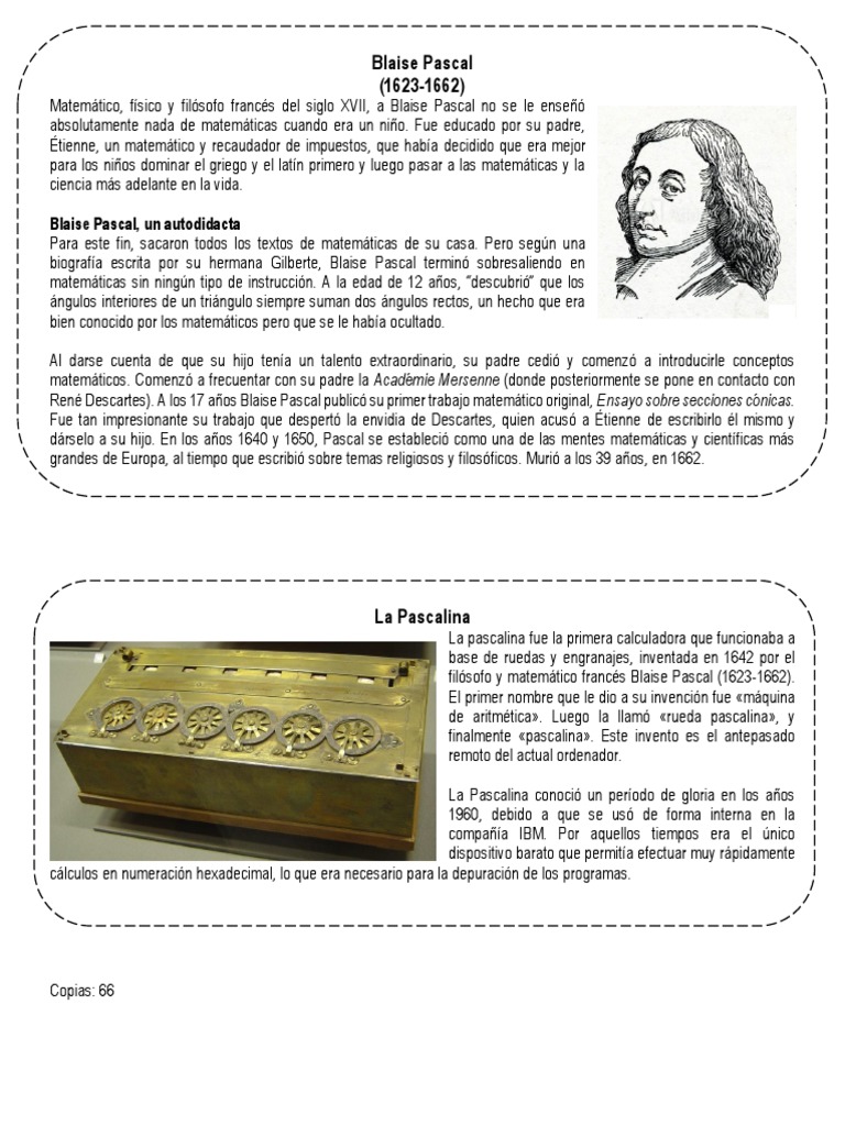 Blaise Pascal Science Ensenanza De Matematica