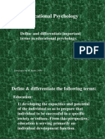 Educational Psychology: Define and Differentiate Important Terms in Educational Psychology