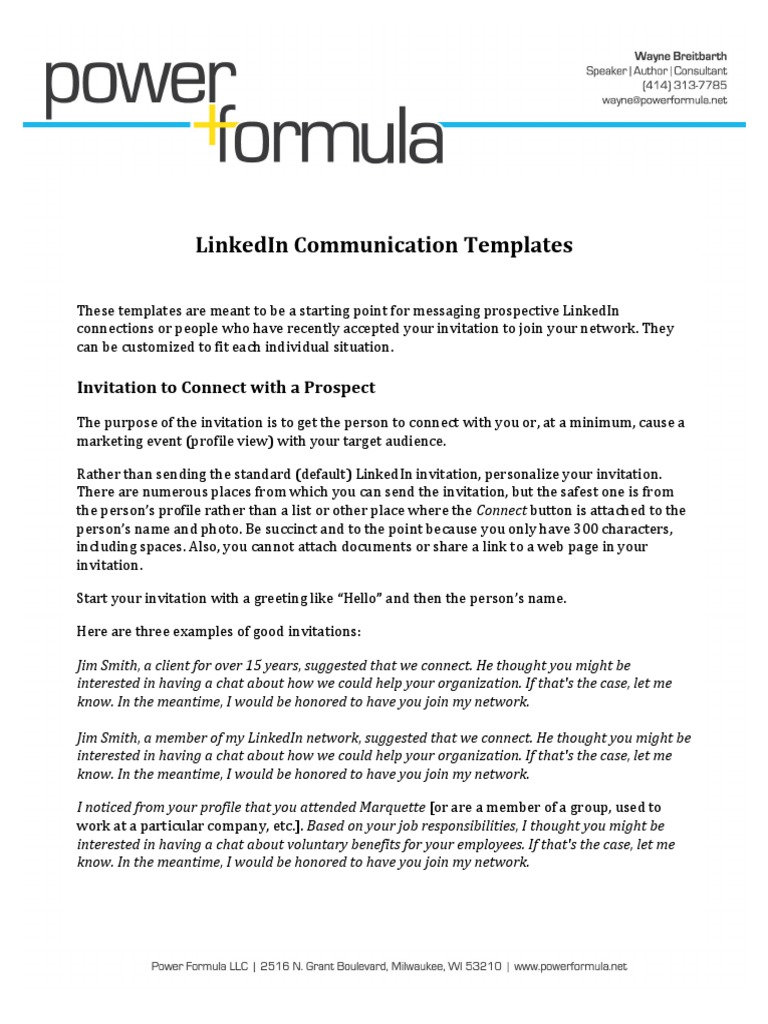 LinkedIn Messaging Templates Guide | PDF | Linked In | Hyperlink