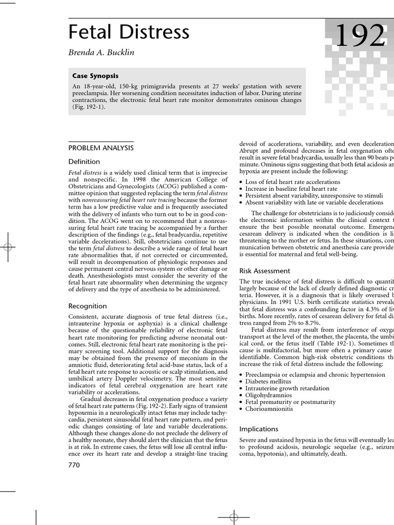 Fetal Distress: Brenda A. Bucklin | Download Free PDF | Fetus ...