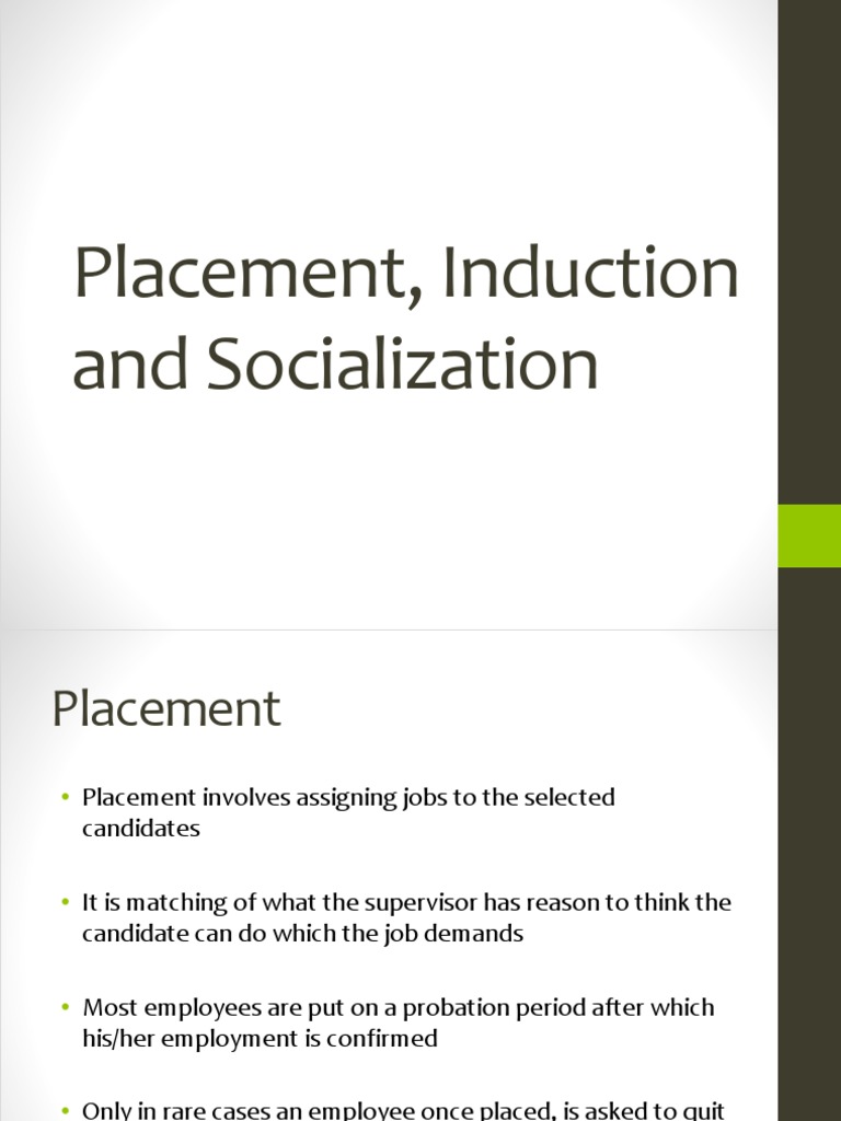 Placement, Induction and Socialization | PDF | Socialization | Employment