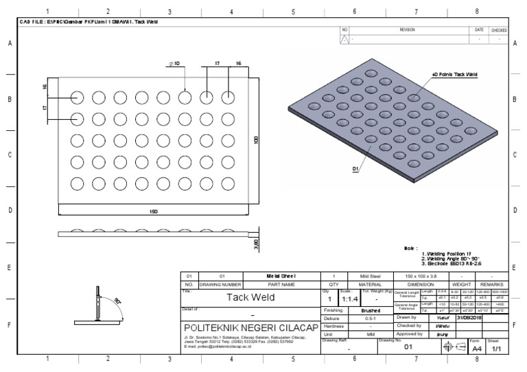 40-Point Tack Weld Drawing | PDF | Welding | Construction