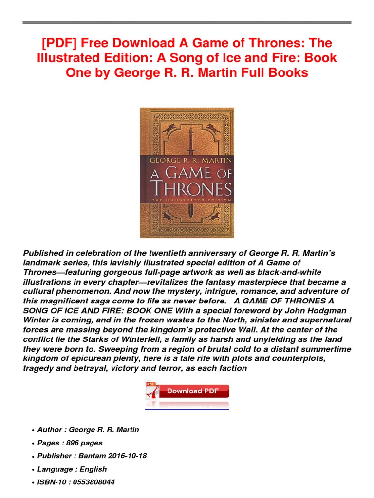 Game of Thrones PDF A Song Of Ice And Fire A Game Of Thrones