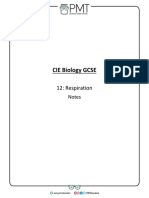 Summary Notes - Topic 12 Respiration - CIE Biology IGCSE