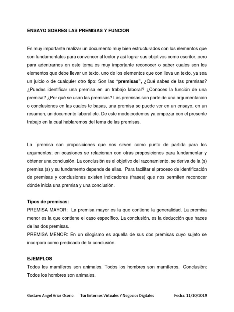 Función y Tipos de Premisas | PDF | Argumento | Razón