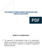 Customer Complaining Behavior and Service Recovery