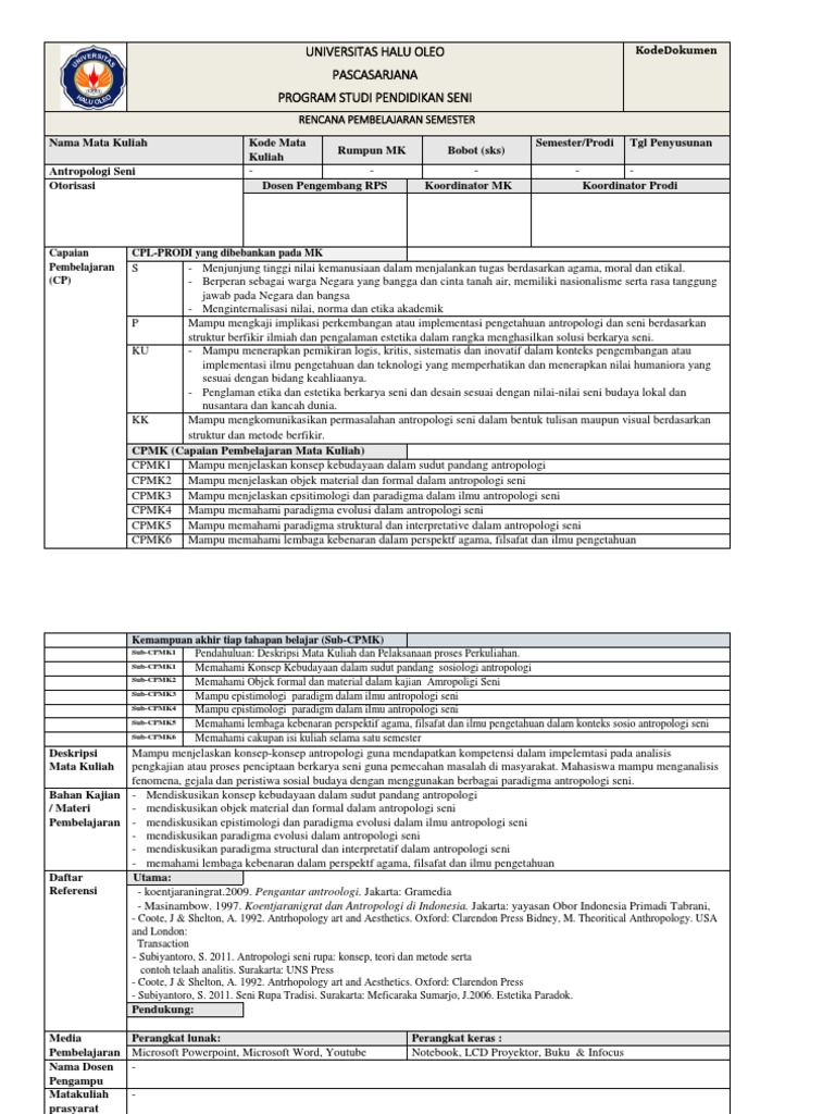 Rps Antropologi Seni Pdf