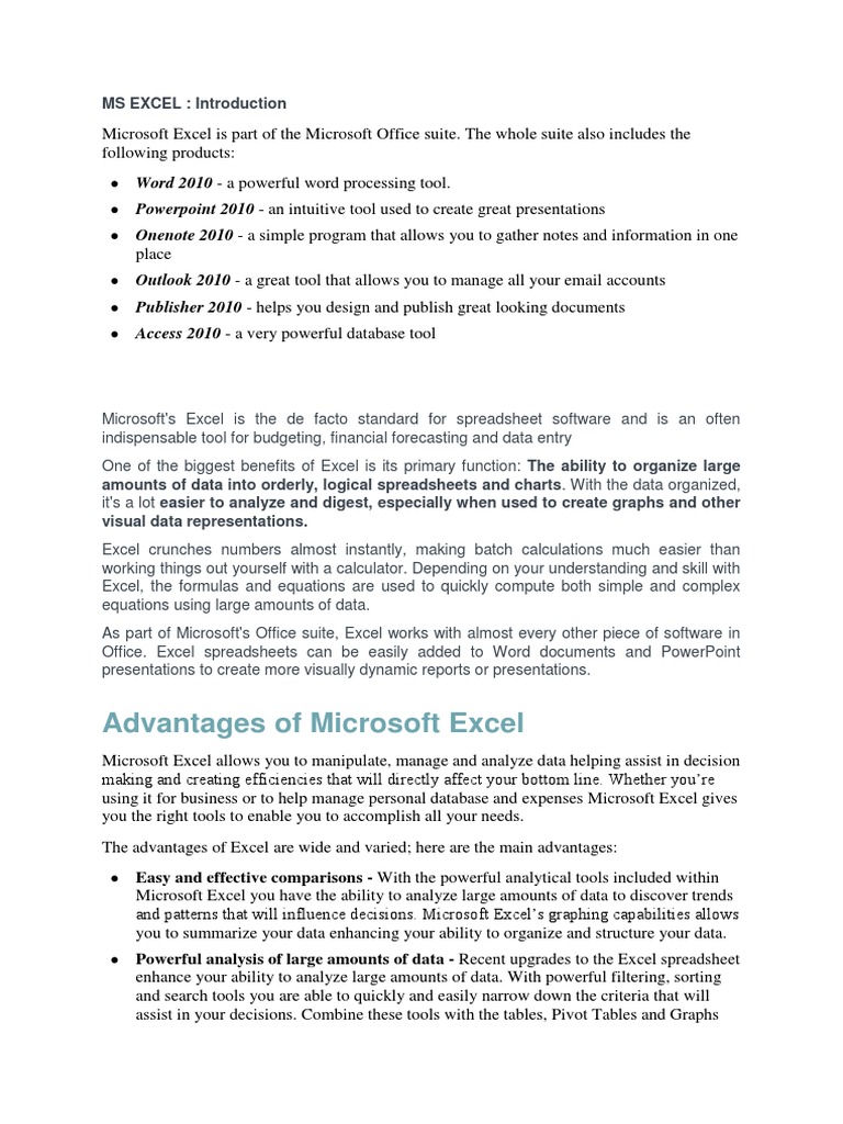 Excel Notes 1 | PDF | Spreadsheet | Microsoft Excel