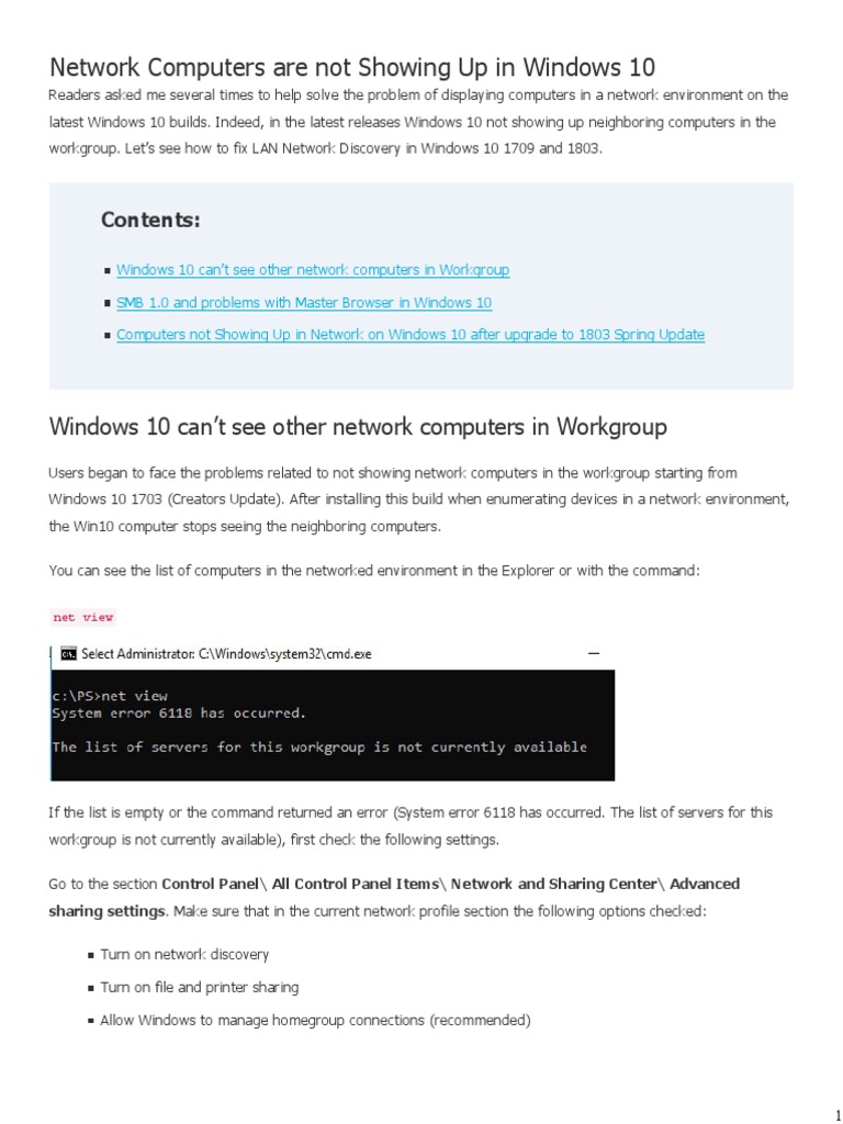 Fixing Network Discovery in Windows 10 | PDF | Windows 10 | Computer ...