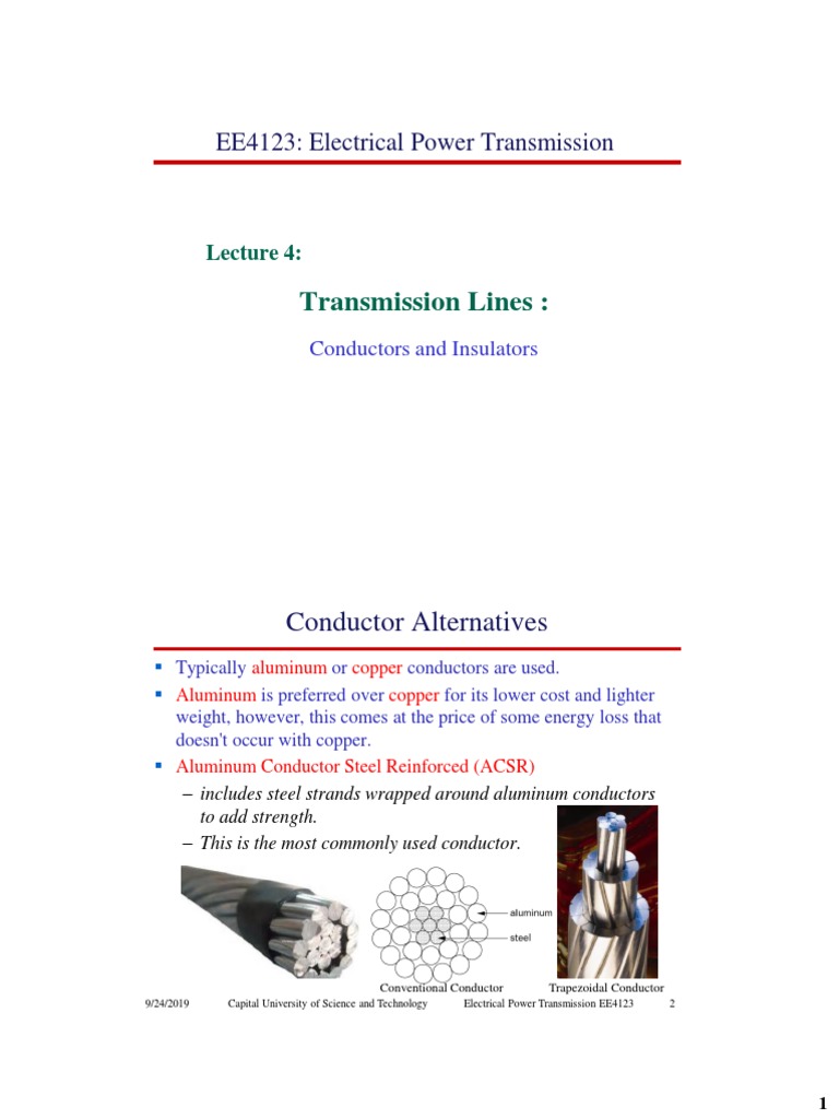 Transmission Line Conductors & Insulators | PDF | Insulator ...