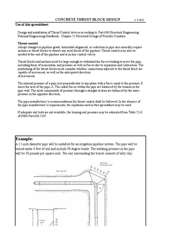 Thrust Block Design for Pipelines | PDF | Pipe (Fluid Conveyance) | Sand