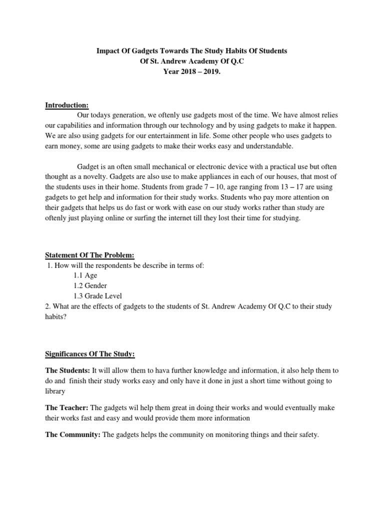 Impact of Gadgets on Student Study Habits | PDF | Communication | Cognition