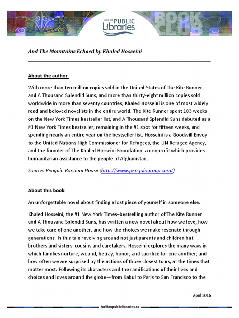 And the Mountains Echoed Overview | PDF | Books