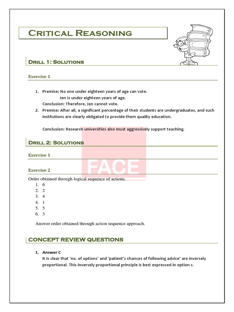 Critical Reasoning Exercises and Solutions | PDF | Argument | Reason