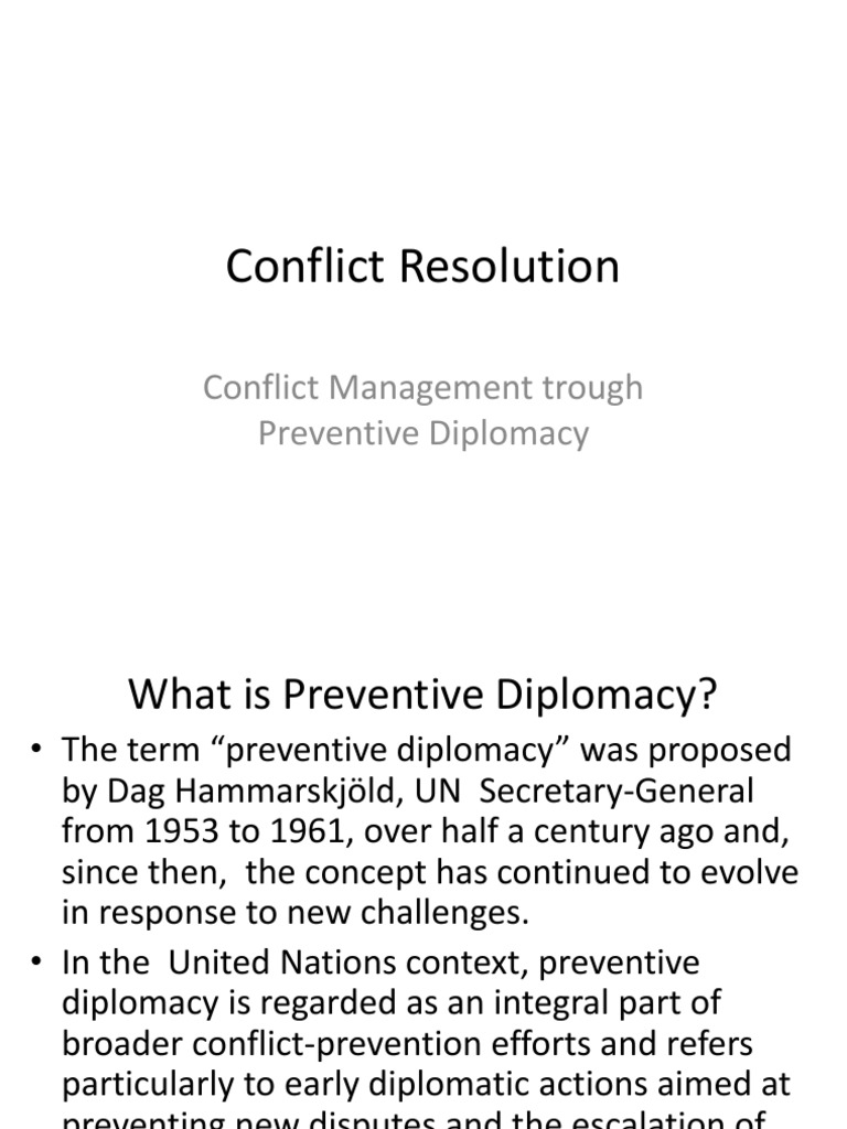 Preventive Diplomacy in Conflict Resolution | PDF | Diplomacy | United ...