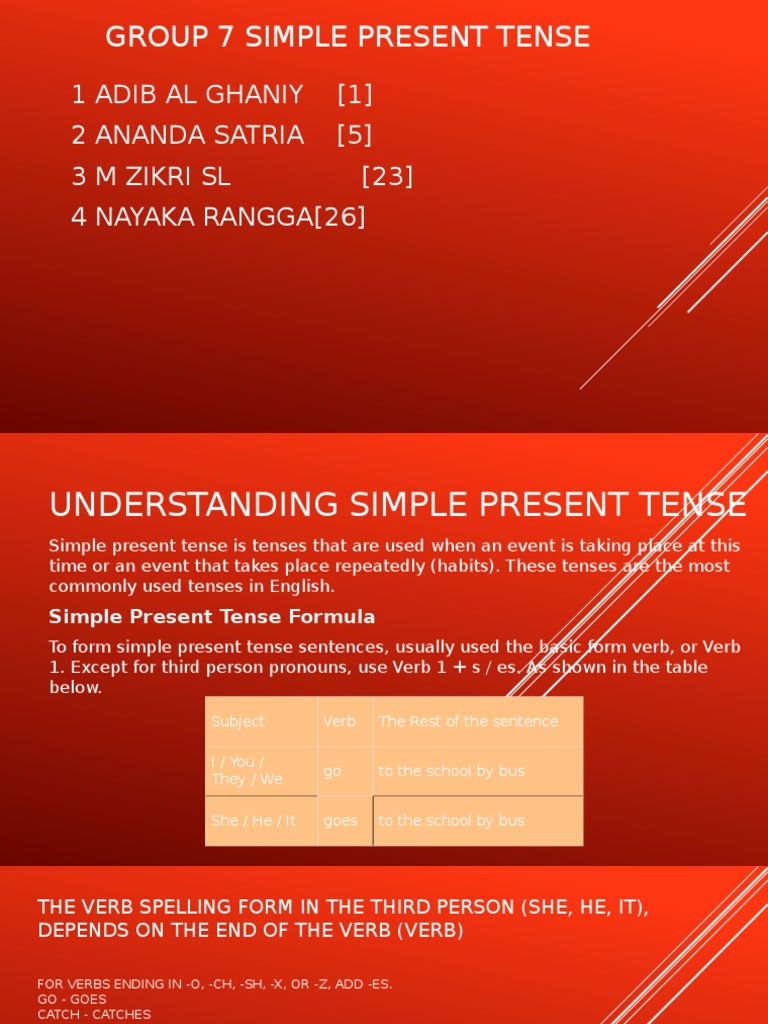 Group 7 Simple Present Tense Grammatical Tense Verb