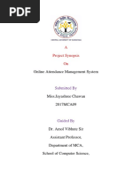 A Project Synopsis On: Online Attendance Management System