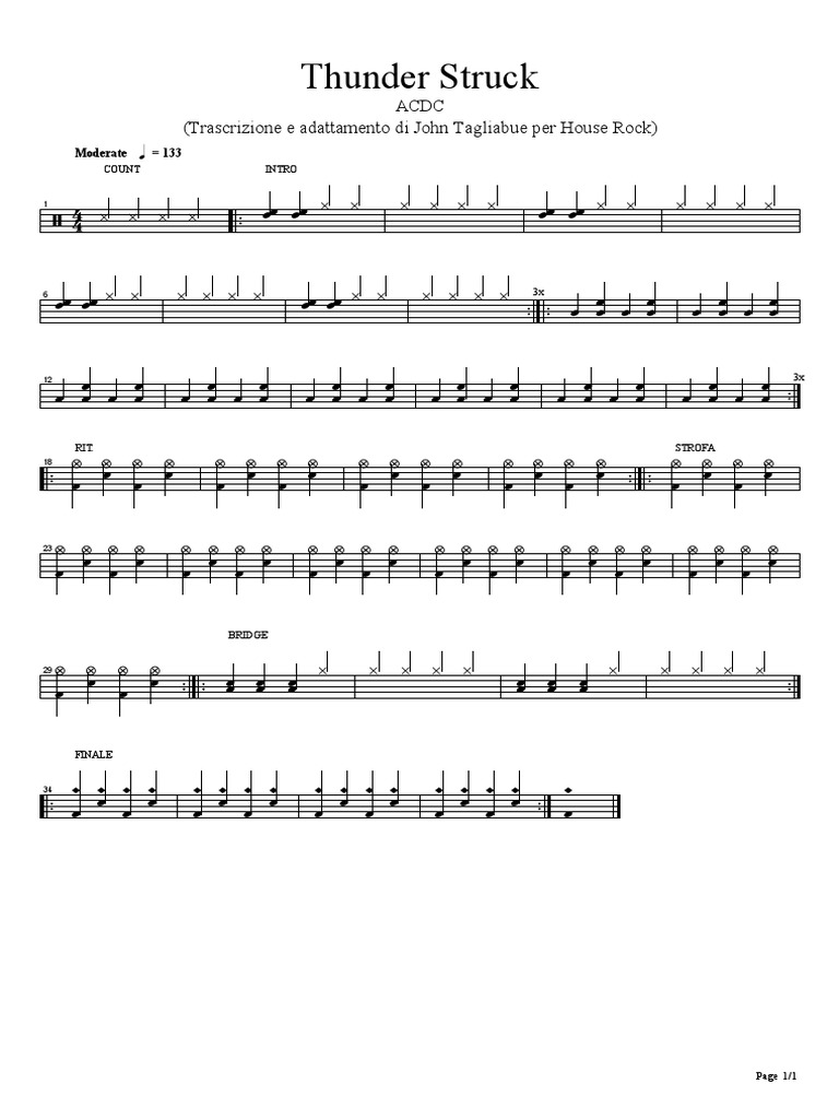 Thunderstruck Drum Easy PDF PDF