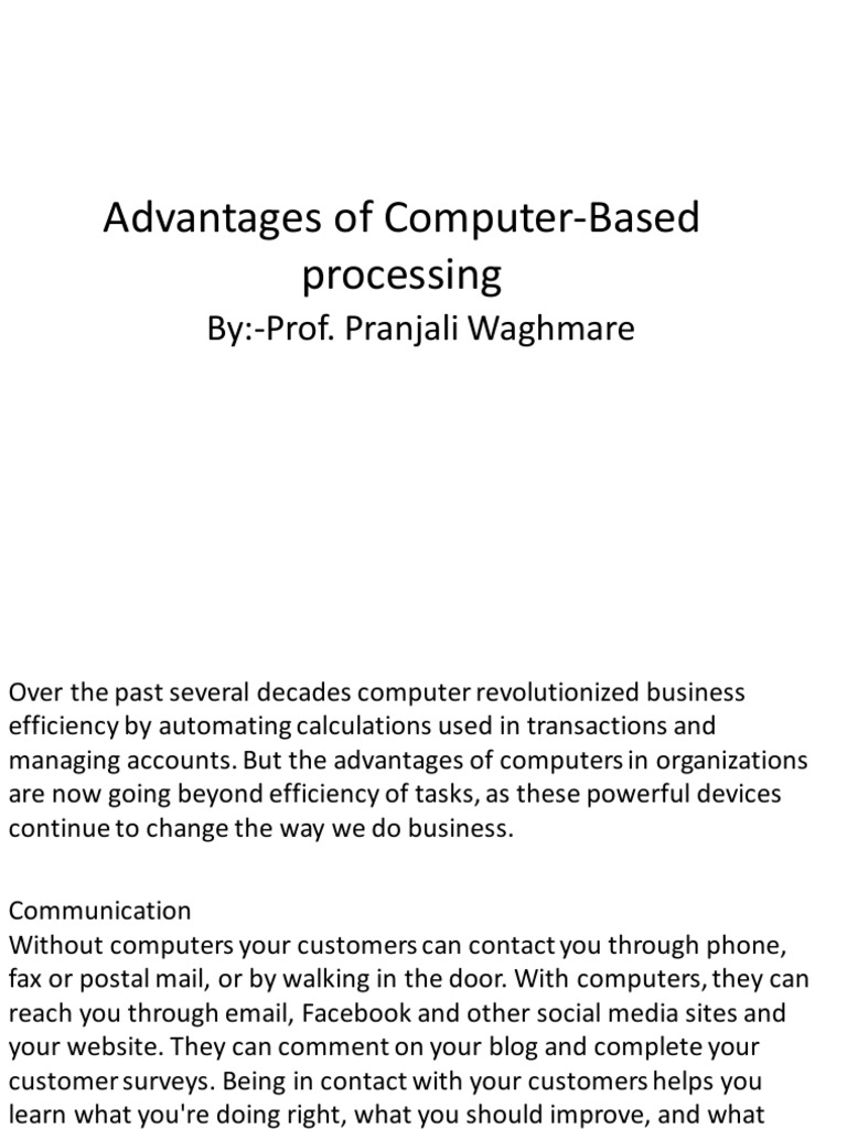 Advantages of Computer-Based Processing (5 Files Merged) | PDF | Hard ...