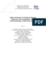 Semi-Detailed Lesson Plans in English For Academic and Professional Purposes (Eapp)