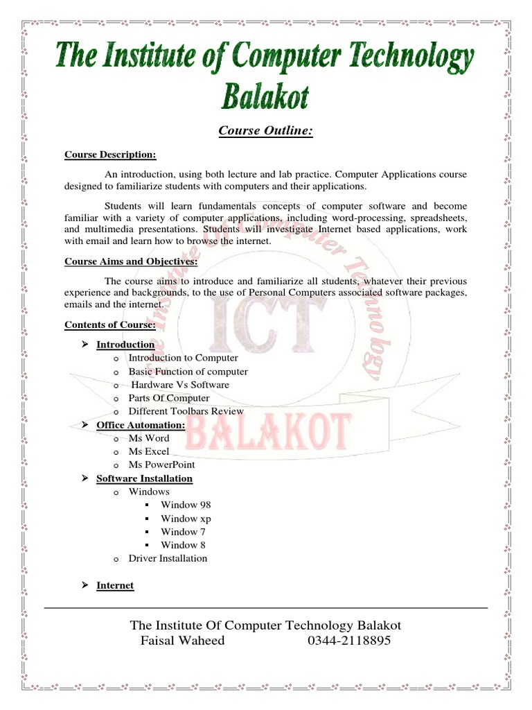 Course Outline:: Course Description: An Introduction, Using Both ...