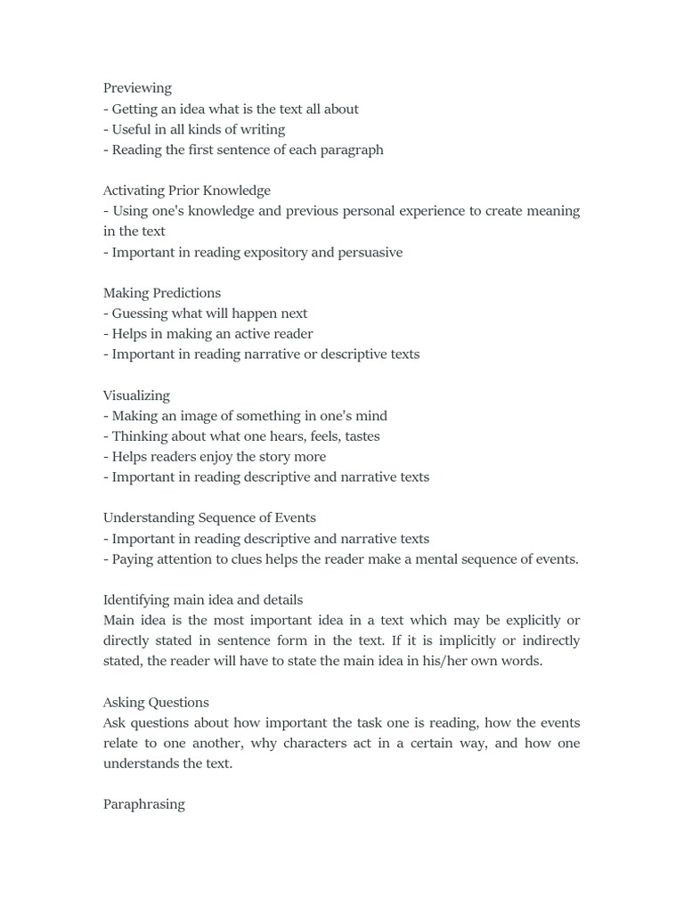 Reading and Thinking Strategies Across Text Types PDF