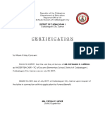 Certification: District of Catbalogan I