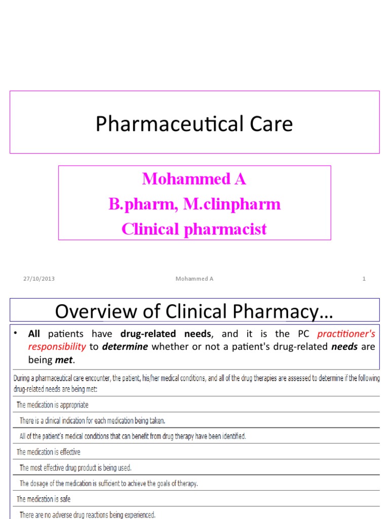 Pharmaceutical Care | PDF | Pharmacy | Dose (Biochemistry)