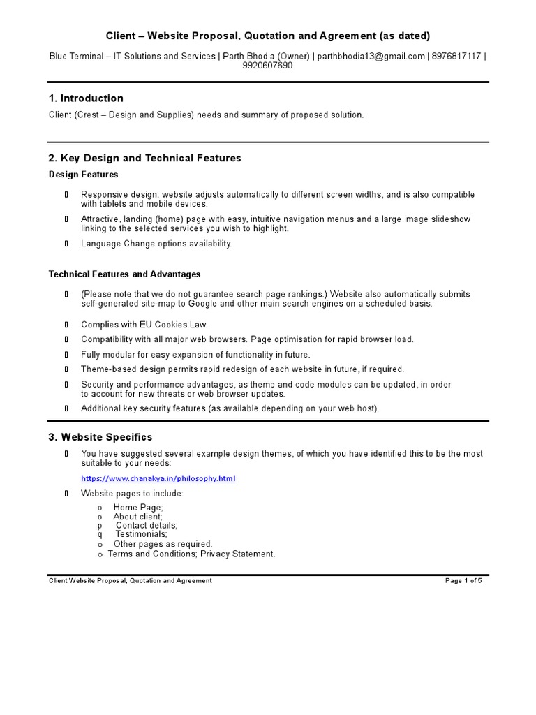 Crest Design and Supplies - Website Quotation and Agreement | PDF ...