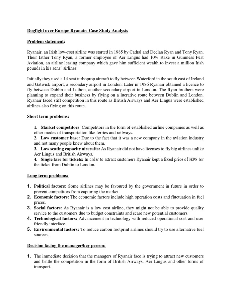 Ryanair price elasticity of demand picture