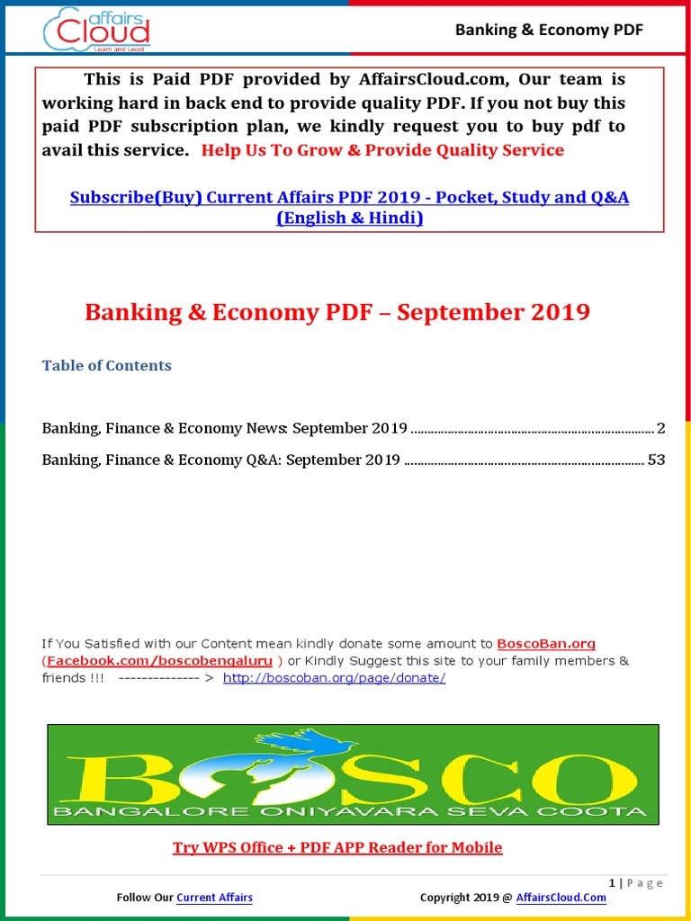 Banking & Economy PDF - September 2019 by AffairsCloud | PDF | Reserve ...