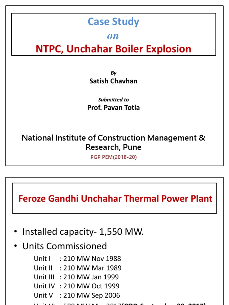 NTPC Unchahar Boiler Explosion Case Study | PDF | Boiler | Energy ...