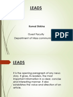 Leads: Guest Faculty Department of Mass Communication