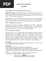 Digital Electronics: Syllabus