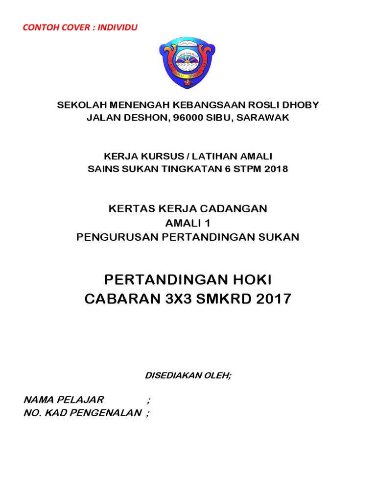 1 Contoh Kertas Kerja Amali 1 Pengurusan Sukan