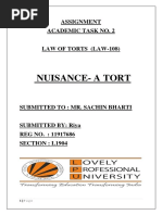 Nuisance-A Tort: Assignment Academic Task No. 2