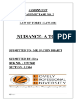 Nuisance-A Tort: Assignment Academic Task No. 2