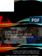 Duties and Responsibilities of The Food Service Personel