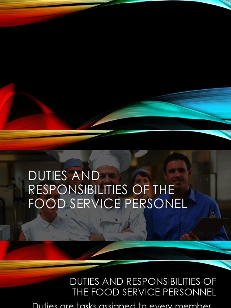 Duties and roles of food service team members PDF Foodservice Foods