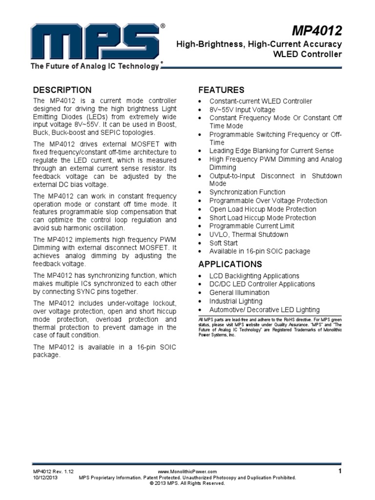 MP4012 | PDF | Field Effect Transistor | Mosfet