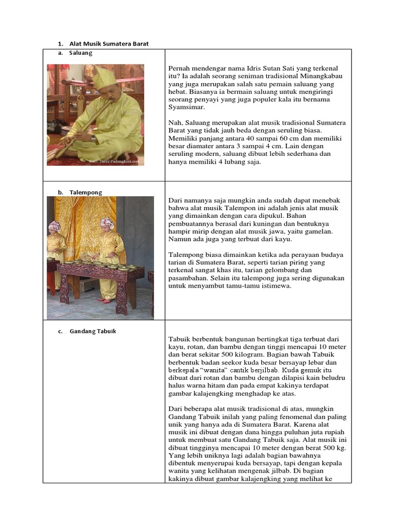Alat Musik Tradisional Gandang Tabuik | PDF | Seni