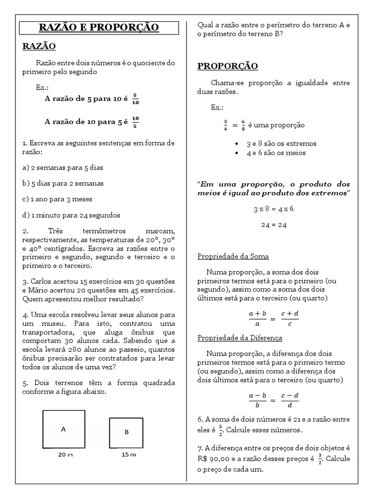 Razão, Proporção e Regra de 3 | PDF | Razão/Proporção | Motocicleta