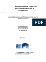 Determination of Iodine Content in Different Brands Table Salt of Bangladesh