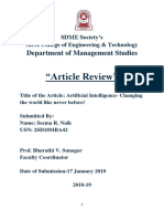 "Article Review": Department of Management Studies