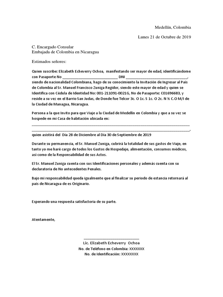 Ejemplo Carta Invitacion A Otro Pais | PDF