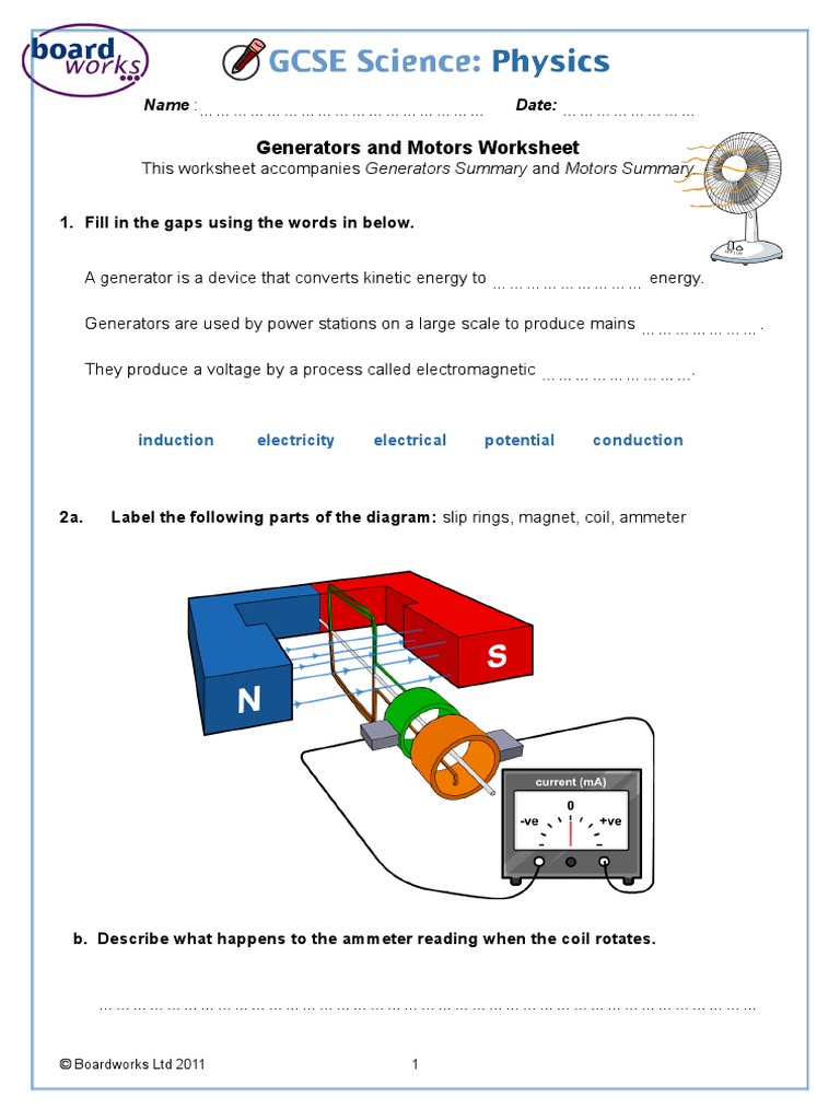 Generators and Motors Worksheet Guide | PDF | Science & Mathematics ...