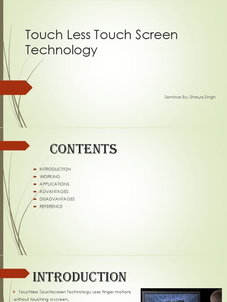 Touchless Touchscreen Technology Pdf