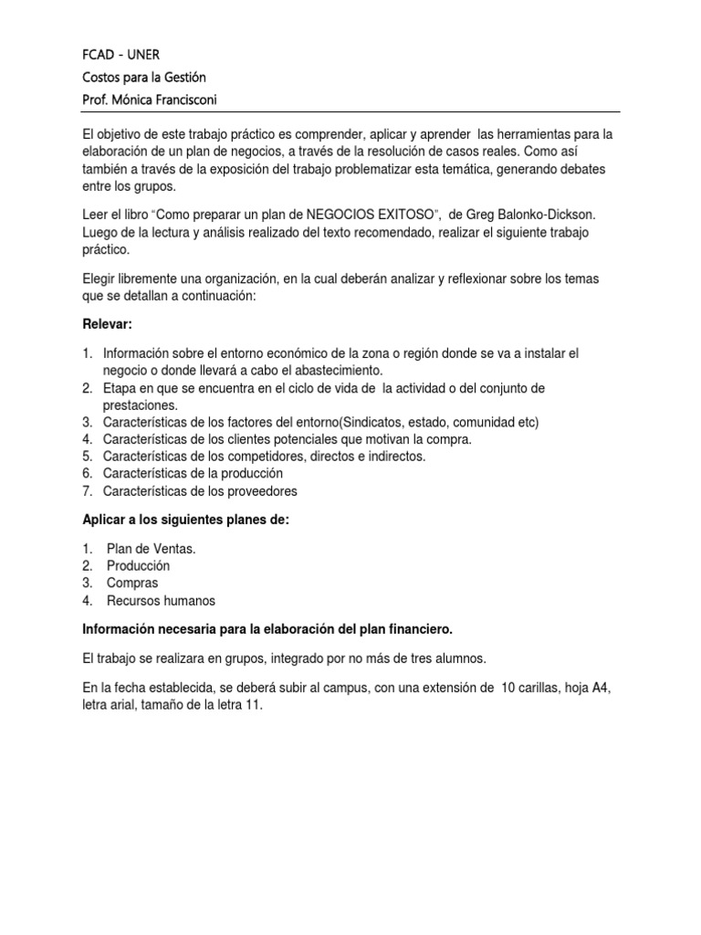 Trabajo Practico Plan de Negocio | PDF, image size:768x1024