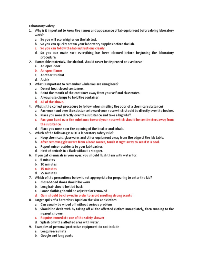 Chem 12.1Safety Lab RulesMCQ Laboratories Chemical Substances